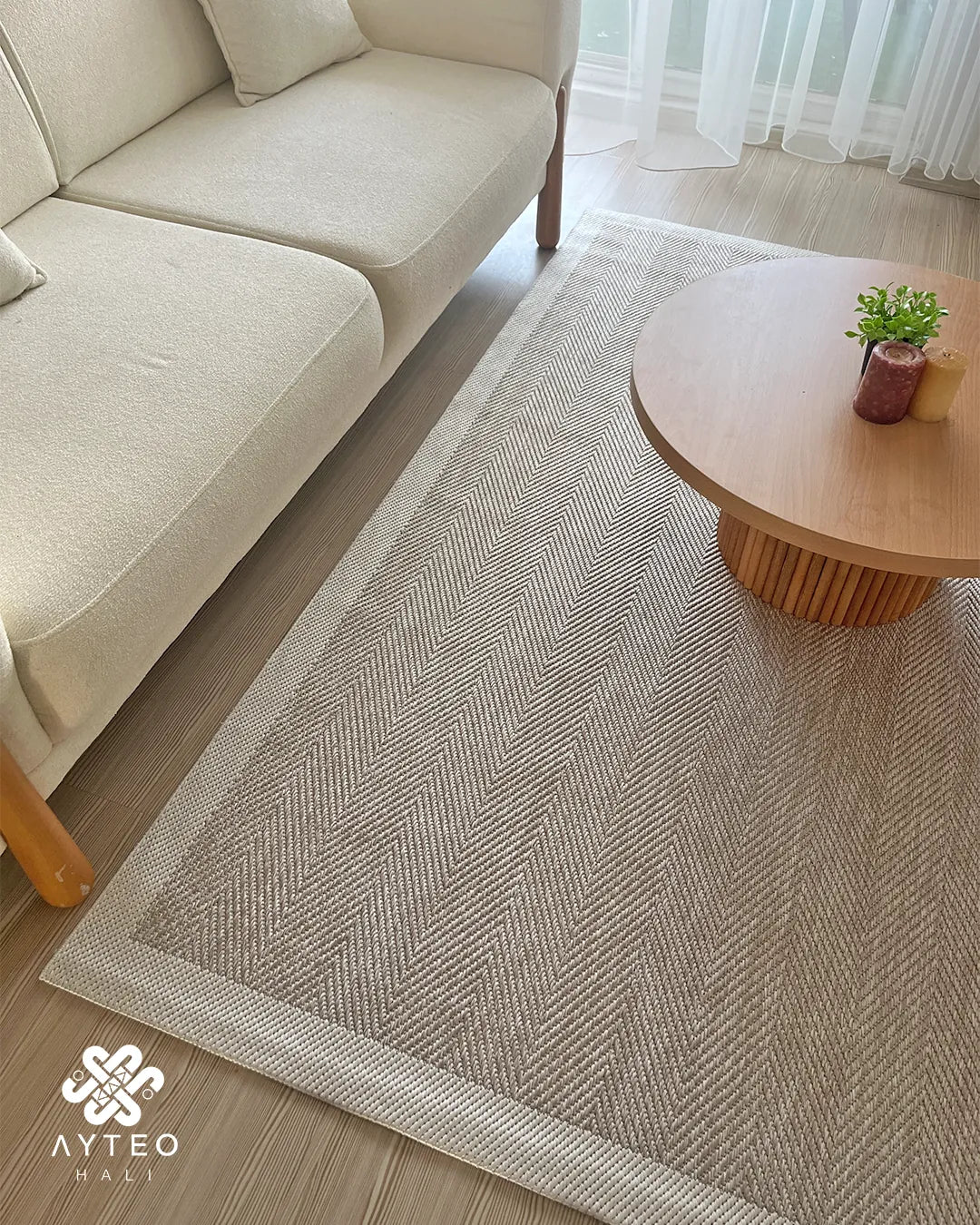 Ayteo Halı Sisal 1503 Bej Silinebilir Yumuşak Tuşeli Sisal Halı