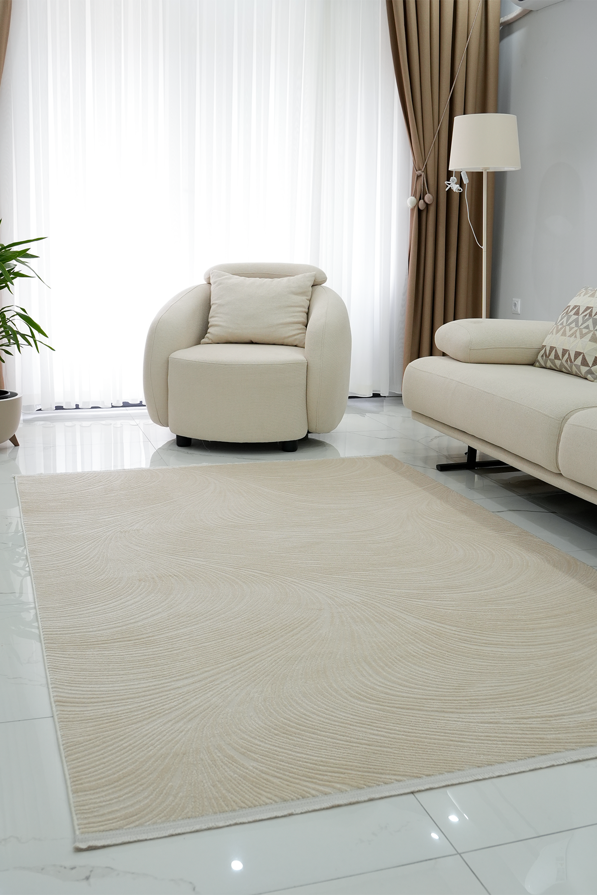 Ayteo Halı Luna 3304 Bej Akrilik Kesme Salon Halısı